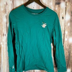 Dutch Bros Shirt Mens Med Green Long Sleeve Killer Coffee Wolf Crew Neck Casual